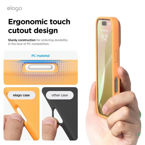 Elago для iPhone 16 Pro Max чехол Soft silicone (Liquid) Orange