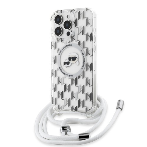 Karl Lagerfeld для iPhone 16 Pro Max чехол Crossbody PC/TPU NFT Karl&Choup Head прозрачный (MagSafe) +Cord