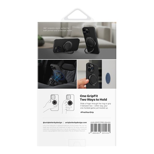 Uniq магнитный держатель GripFit Premium 360 Magnetic Mount & Kickstand Carbon Black