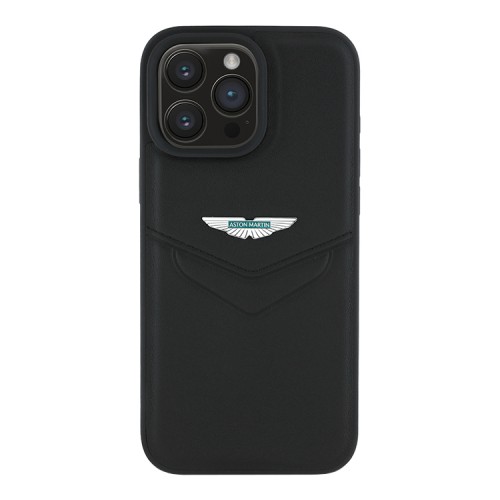 Aston Martin для iPhone 16 Pro Max чехол Leather Victory Design Hard Black