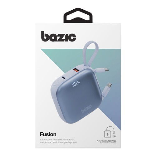 Energea АКБ Bazic GoPower Fusion, 10000 4in1 USB-C+A +USB-C/Lighning cables PD20W Display, Bubble