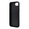 Guess для iPhone 16e чехол PU Grained leather Triangle metal logo Black (MagSafe)