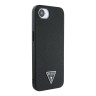 Guess для iPhone 16e чехол PU Grained leather Triangle metal logo Black (MagSafe)
