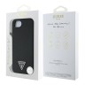 Guess для iPhone 16e чехол PU Grained leather Triangle metal logo Black (MagSafe)