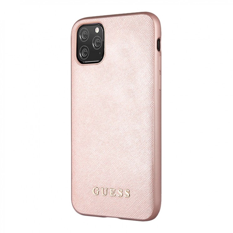 Чехол Guess Silicone Saffiano Hard для iPhone 11 Pro Max, розовый