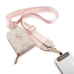 Guess шнурок на шею Universal Crossbody PU Strap 4G Big metal Logo + Smartphone patch + Wallet Pink