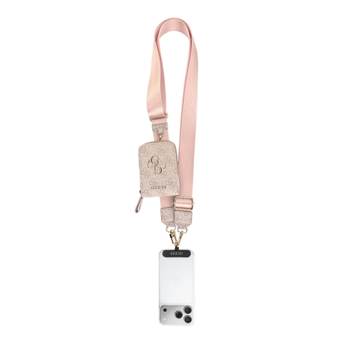 Guess шнурок на шею Universal Crossbody PU Strap 4G Big metal Logo + Smartphone patch + Wallet Pink