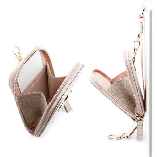 Guess шнурок на шею Universal Crossbody PU Strap 4G Big metal Logo + Smartphone patch + Wallet Pink