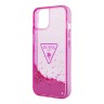 Чехол Guess Liquid glitter Triangle logo Hard Translucent для iPhone 14, фуксия