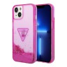 Чехол Guess Liquid glitter Triangle logo Hard Translucent для iPhone 14, фуксия
