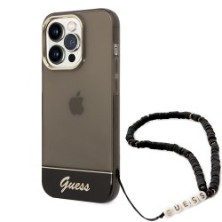 Чехол Guess Translucent Electoplated camera Hard +hand Strap для iPhone 14 Pro, черный