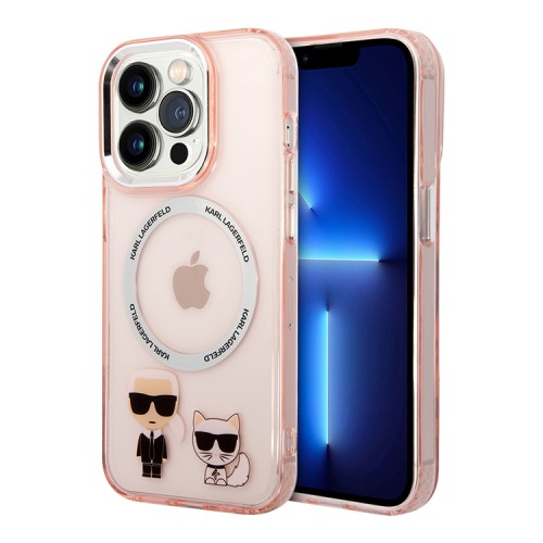 Чехол Lagerfeld Karl&Choupette Hard для iPhone 14 Pro Max, розовый (MagSafe)
