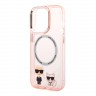 Чехол Lagerfeld Karl&Choupette Hard для iPhone 14 Pro Max, розовый (MagSafe)