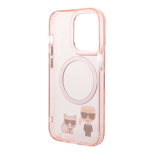 Чехол Lagerfeld Karl&Choupette Hard для iPhone 14 Pro Max, розовый (MagSafe)