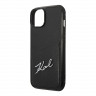 Чехол Lagerfeld PU with Cardslot Signature logo Hard для iPhone 14, черный