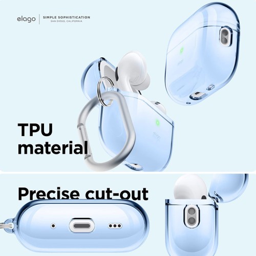 Чехол Elago Clear Hang case для AirPods Pro 2, Aqua Blue