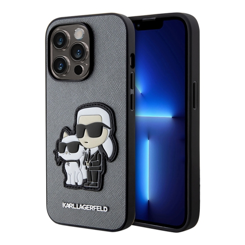Чехол Lagerfeld PU Saffiano NFT Karl & Choupette Hard для iPhone 14 Pro Max, серебристый