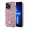 Чехол Guess Diamond Rhinestone Triangle metal logo Hard для iPhone 14 Pro, розовый