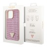 Чехол Guess Diamond Rhinestone Triangle metal logo Hard для iPhone 14 Pro, розовый