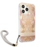 Чехол Guess Flower pattern Hard +Hand cord для iPhone 13 Pro, золотой
