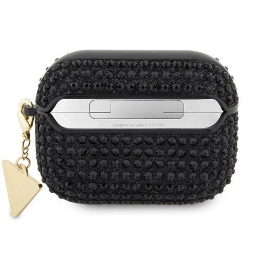Чехол Guess Diamond Rhinestone with Triangle charm для Airpods Pro, черный