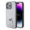 Lagerfeld для iPhone 15 Pro чехол Fixed glitters NFT Choupette Metal pin Hard Silver