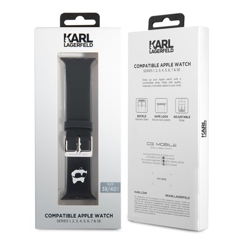 Karl Lagerfeld для Apple Watch 42-41-40 mm ремешок 3D Rubber NFT Choupette head Black