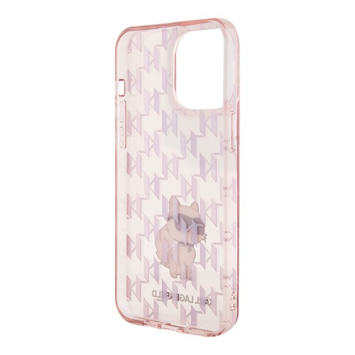 Karl Lagerfeld для iPhone 15 Pro чехол PC/TPU Monogram NFT Choupette Hard Pink