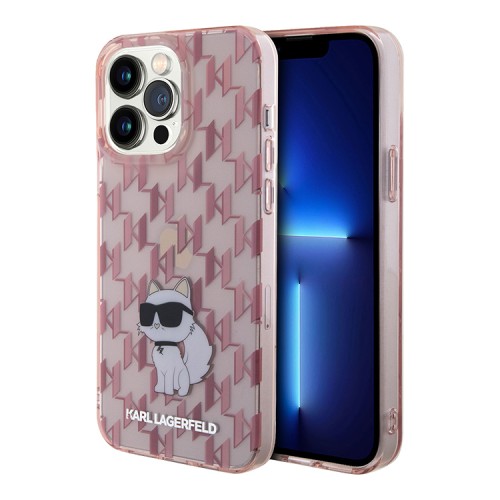 Karl Lagerfeld для iPhone 15 Pro чехол PC/TPU Monogram NFT Choupette Hard Pink