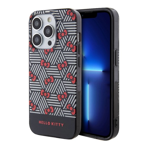 Hello Kitty для iPhone 15 Pro Max чехол PC/TPU Bows and Stripes Hard Black