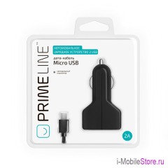 Автомобильное зарядное устройство Prime Line с кабелем micro usb (2.1A)