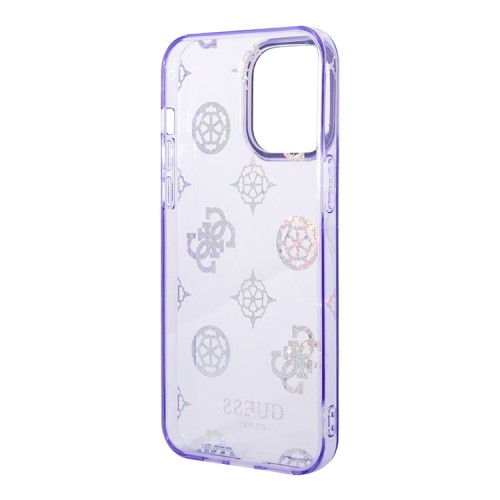 Guess для iPhone 14 Pro чехол PC/TPU Peony glitter Electroplated camera Hard Lilac