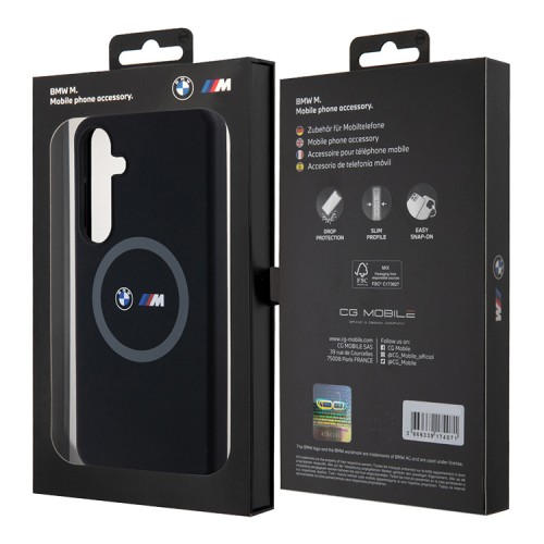 BMW для Galaxy S24+ чехол M-Collection Liquid silicone Laser Ring Hard Black (MagSafe)
