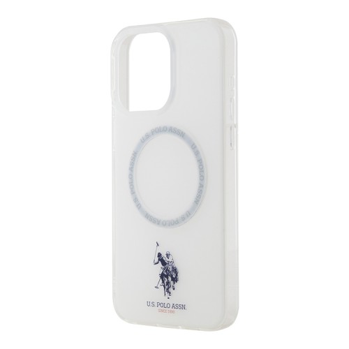U.S. Polo для iPhone 15 Pro Max чехол PC/TPU Double Horse logo with Ring Hard White (MagSafe)
