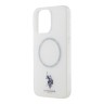 U.S. Polo для iPhone 15 Pro Max чехол PC/TPU Double Horse logo with Ring Hard White (MagSafe)