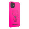 Чехол Karl Lagerfeld Liquid silicone Ikonik outlines Hard для iPhone 11, розовый/черный