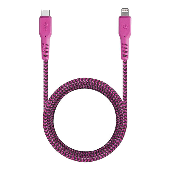 Кабель EnergEA FibraTough MFi Lightning/USB-Type-C (1.5 м), розовый