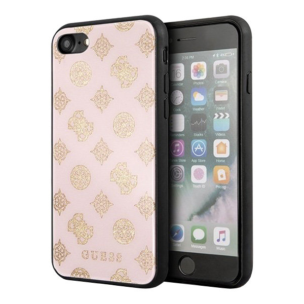 Чехол Guess Double layer 4G Peony Hard Glitter для iPhone 7/8/SE 2020, розовый