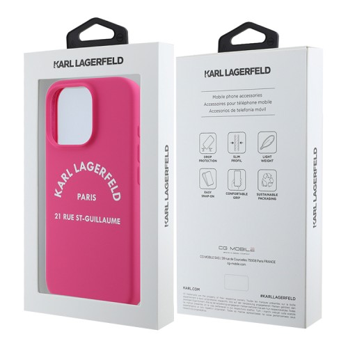 Karl Lagerfeld для iPhone 16 Pro Max чехол Liquid silicone RSG logo Fuchsia