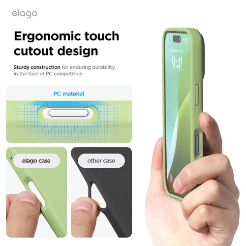 Elago для iPhone 16 Pro Max чехол Soft silicone (Liquid) Pastel Green
