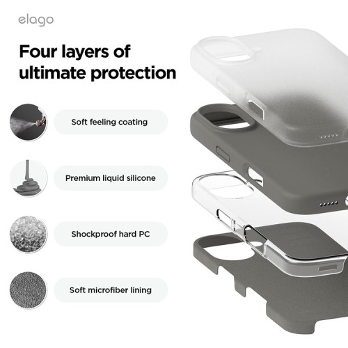 Elago для iPhone 16 чехол Soft silicone (Liquid) Medium Grey