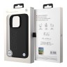 BMW для iPhone 16 Pro Max чехол Signature Leather Logo imprint Metal logo Hard Black (MagSafe)