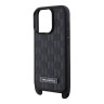 Karl Lagerfeld для iPhone 16 Pro Max чехол Crossbody PU Monogram Metal Plate logo +Strap Hard Black
