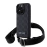 Karl Lagerfeld для iPhone 16 Pro Max чехол Crossbody PU Monogram Metal Plate logo +Strap Hard Black