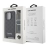 Karl Lagerfeld для iPhone 16 Pro Max чехол Crossbody PU Monogram Metal Plate logo +Strap Hard Black