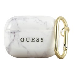 Чехол Guess Marble Effect с кольцом для Airpods Pro, белый