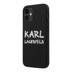Чехол Karl Lagerfeld Liquid silicone Graffiti logo Hard для iPhone 12 mini, черный