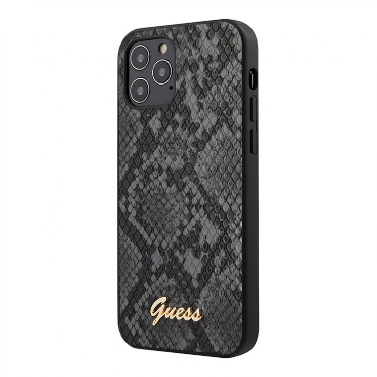 Guess PU Python Metal logo Hard для 12 Pro Max, черный GUHCP12LPUSNSMLBK