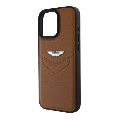 Aston Martin для iPhone 16 Pro Max чехол Leather Victory Design Hard Camel