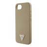 Guess для iPhone 16e чехол PU Grained leather Triangle metal logo Brown (MagSafe)